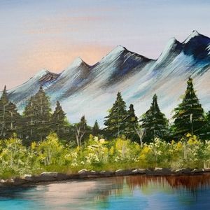 Rocky Mountain Lake High Acrylic Framed Painting